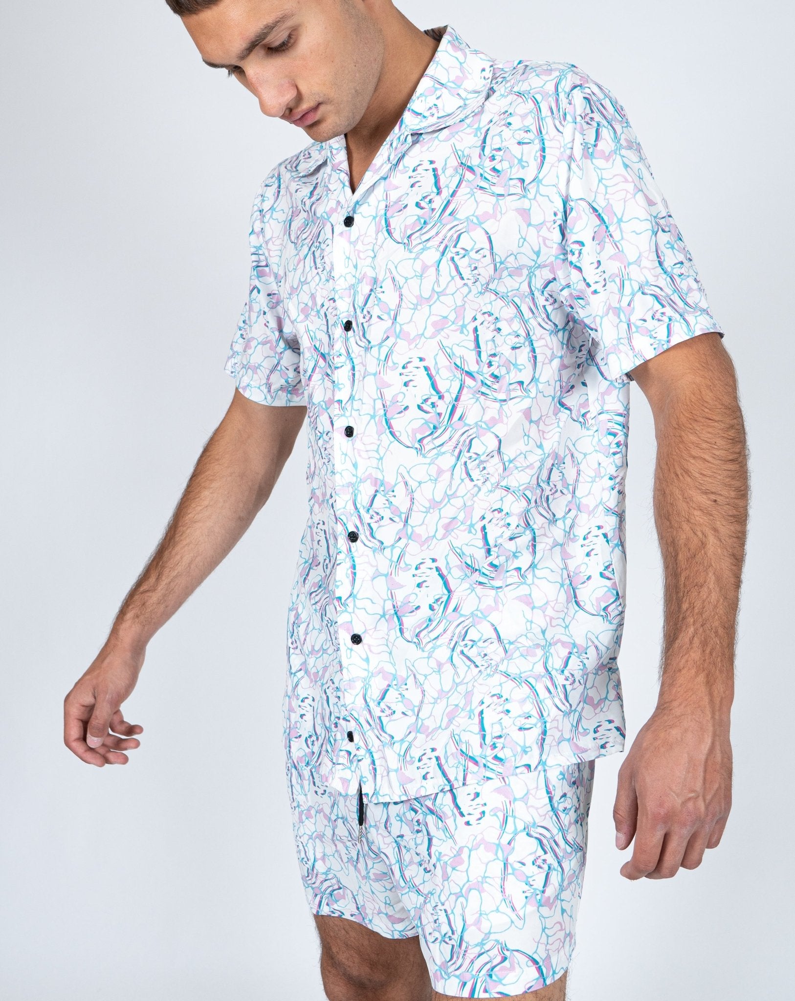 Future Faces Print Revere Collar Shirt - Liquor n Poker