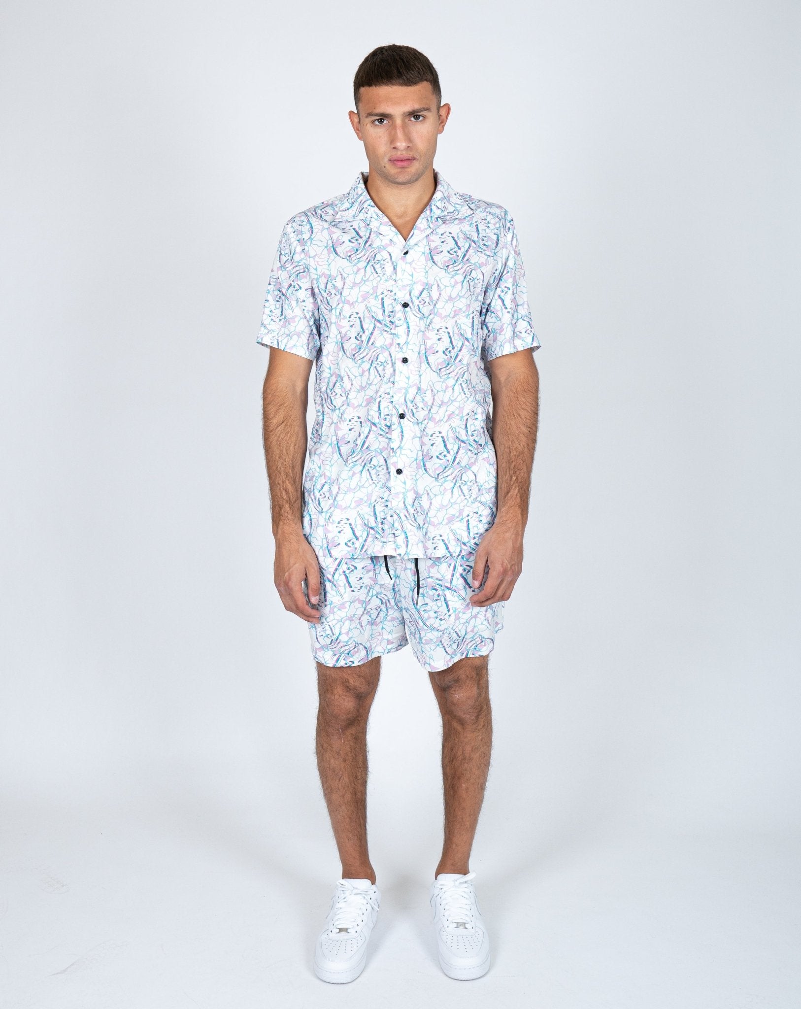 Future Faces Print Revere Collar Shirt - Liquor n Poker