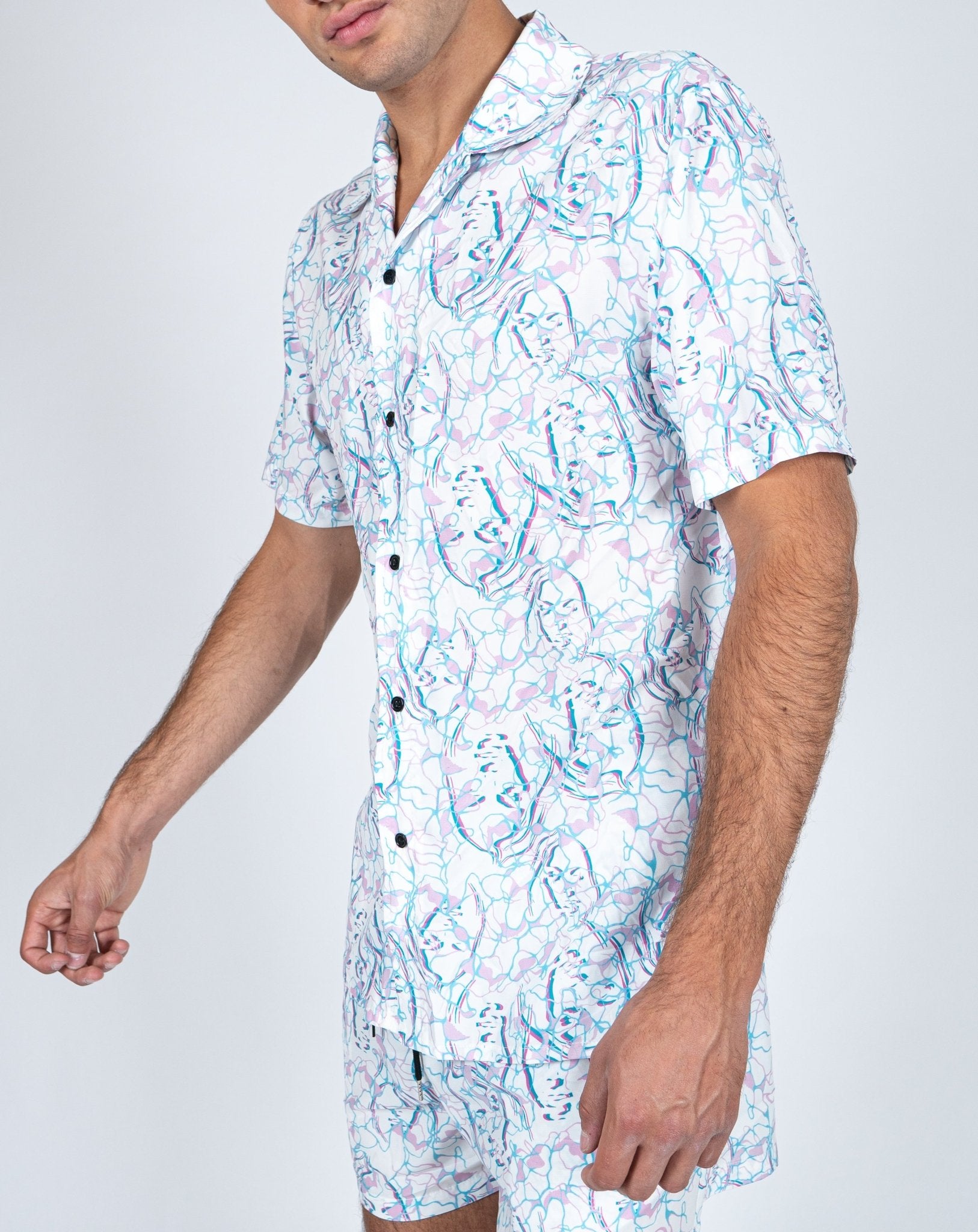 Future Faces Print Revere Collar Shirt - Liquor n Poker