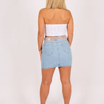 Glitzy Denim Mini Skirt With Diamante Belt - Liquor n Poker
