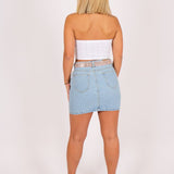Glitzy Denim Mini Skirt With Diamante Belt - Liquor n Poker