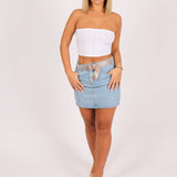 Glitzy Denim Mini Skirt With Diamante Belt - Liquor n Poker