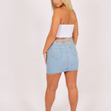 Glitzy Denim Mini Skirt With Diamante Belt - Liquor n Poker