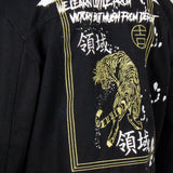 Golden Tiger Embroidered Oversized Black Trucker Jacket - Liquor n Poker
