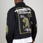 Golden Tiger Embroidered Oversized Black Trucker Jacket - Liquor n Poker