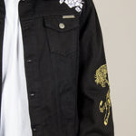 Golden Tiger Embroidered Oversized Black Trucker Jacket - Liquor n Poker