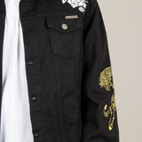 Golden Tiger Embroidered Oversized Black Trucker Jacket - Liquor n Poker