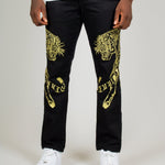 Golden Tiger Embroidered Straight Leg Jeans - Liquor n Poker