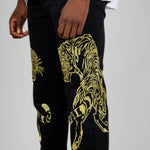 Golden Tiger Embroidered Straight Leg Jeans - Liquor n Poker