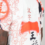 Graffiti Dragon Print Short Sleeve Shirt In White - Liquor n Poker