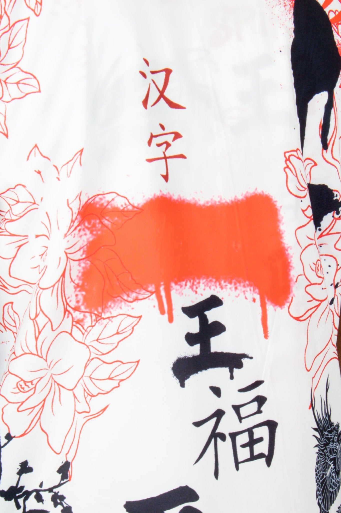 Graffiti Dragon Print Short Sleeve Shirt In White - Liquor n Poker