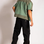 Green Cut & Sew Panel Detail Motorcross Shirt in Khaki - Liquor n Poker