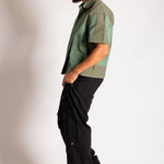 Green Cut & Sew Panel Detail Motorcross Shirt in Khaki - Liquor n Poker