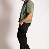 Green Cut & Sew Panel Detail Motorcross Shirt in Khaki - Liquor n Poker
