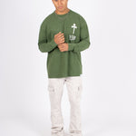 Green Long Sleeve T - Only The Blessed - Liquor n Poker