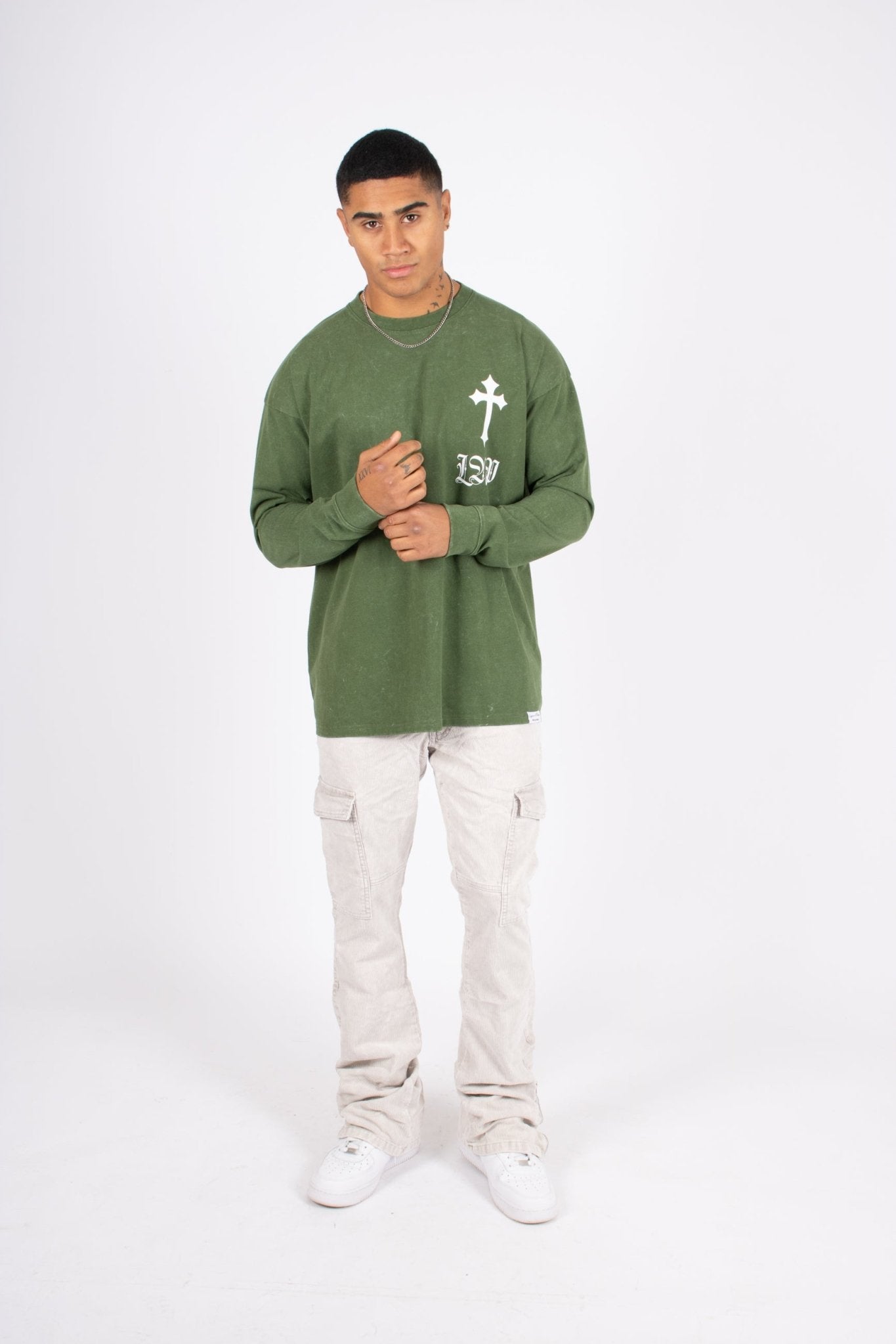 Green Long Sleeve T - Only The Blessed - Liquor n Poker