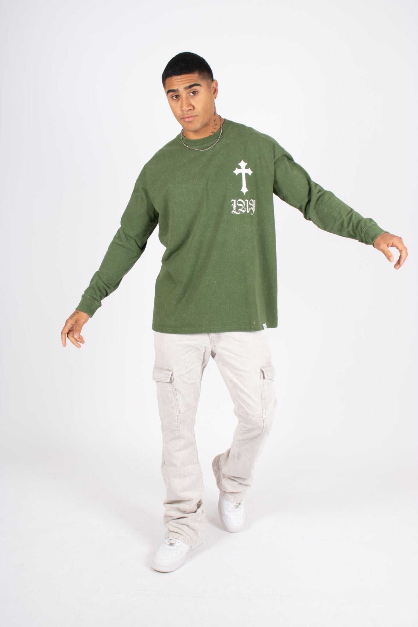 Green Long Sleeve T - Only The Blessed - Liquor n Poker