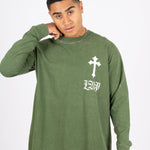 Green Long Sleeve T - Only The Blessed - Liquor n Poker