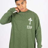Green Long Sleeve T - Only The Blessed - Liquor n Poker