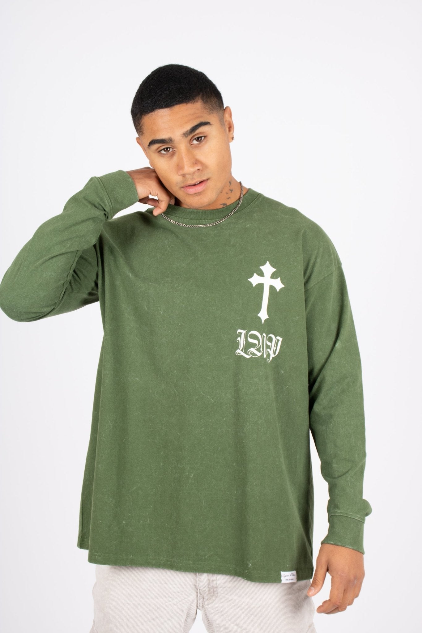Green Long Sleeve T - Only The Blessed - Liquor n Poker