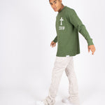 Green Long Sleeve T - Only The Blessed - Liquor n Poker