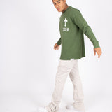 Green Long Sleeve T - Only The Blessed - Liquor n Poker