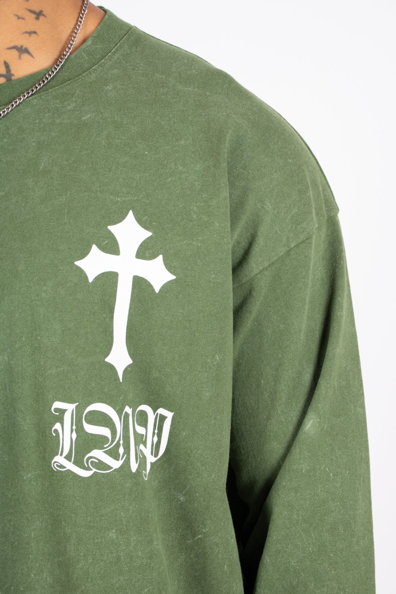 Green Long Sleeve T - Only The Blessed - Liquor n Poker