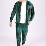 Green Pinstripe Velour Varsity Slim Joggers - Liquor n Poker
