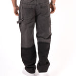 Grey & Black Patchwork Frayed Hem Jeans - Liquor n Poker