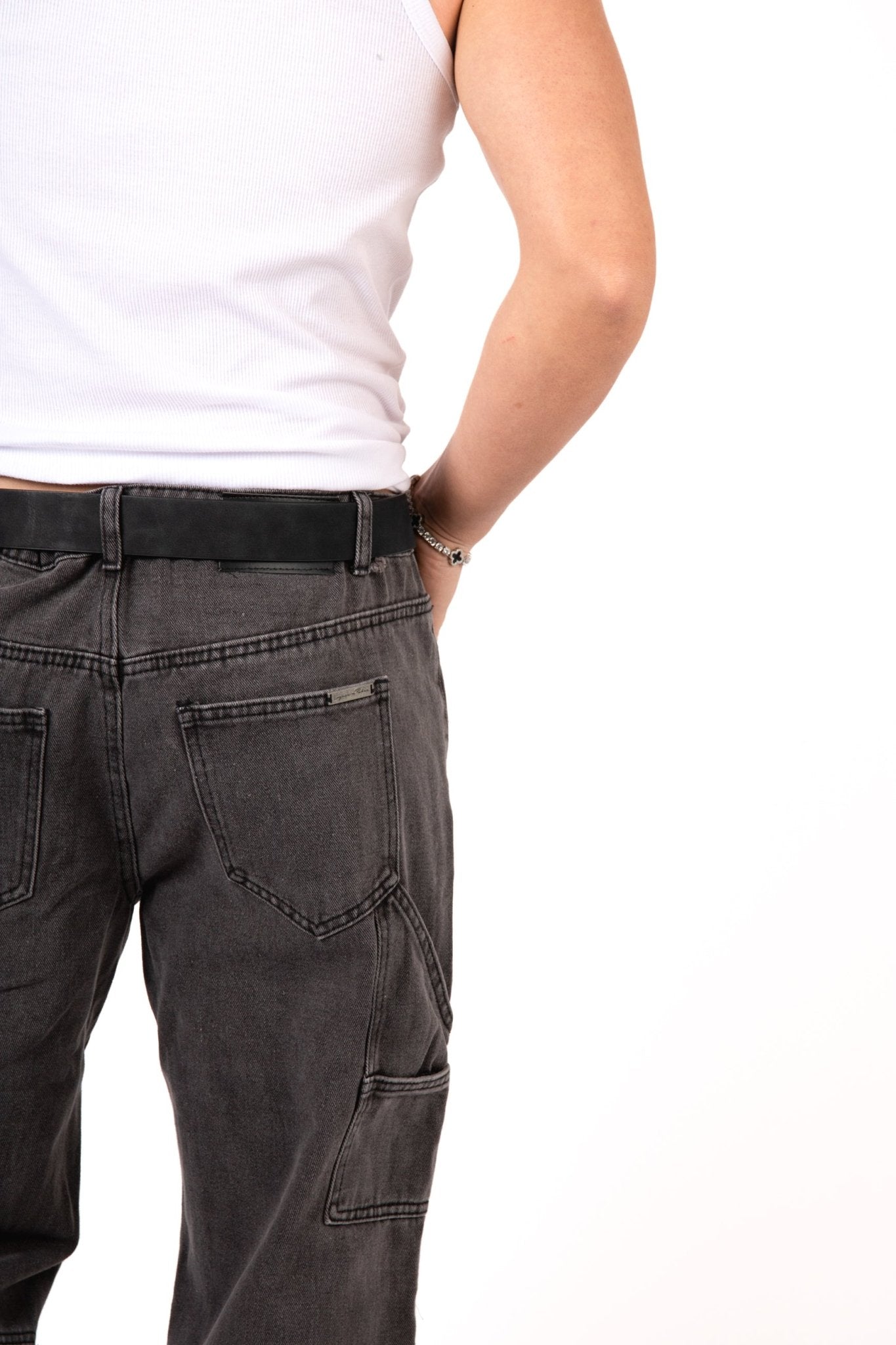 Grey & Black Patchwork Frayed Hem Jeans - Liquor n Poker