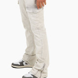 Grey Corduroy Slim Stacked Cargo - Liquor n Poker