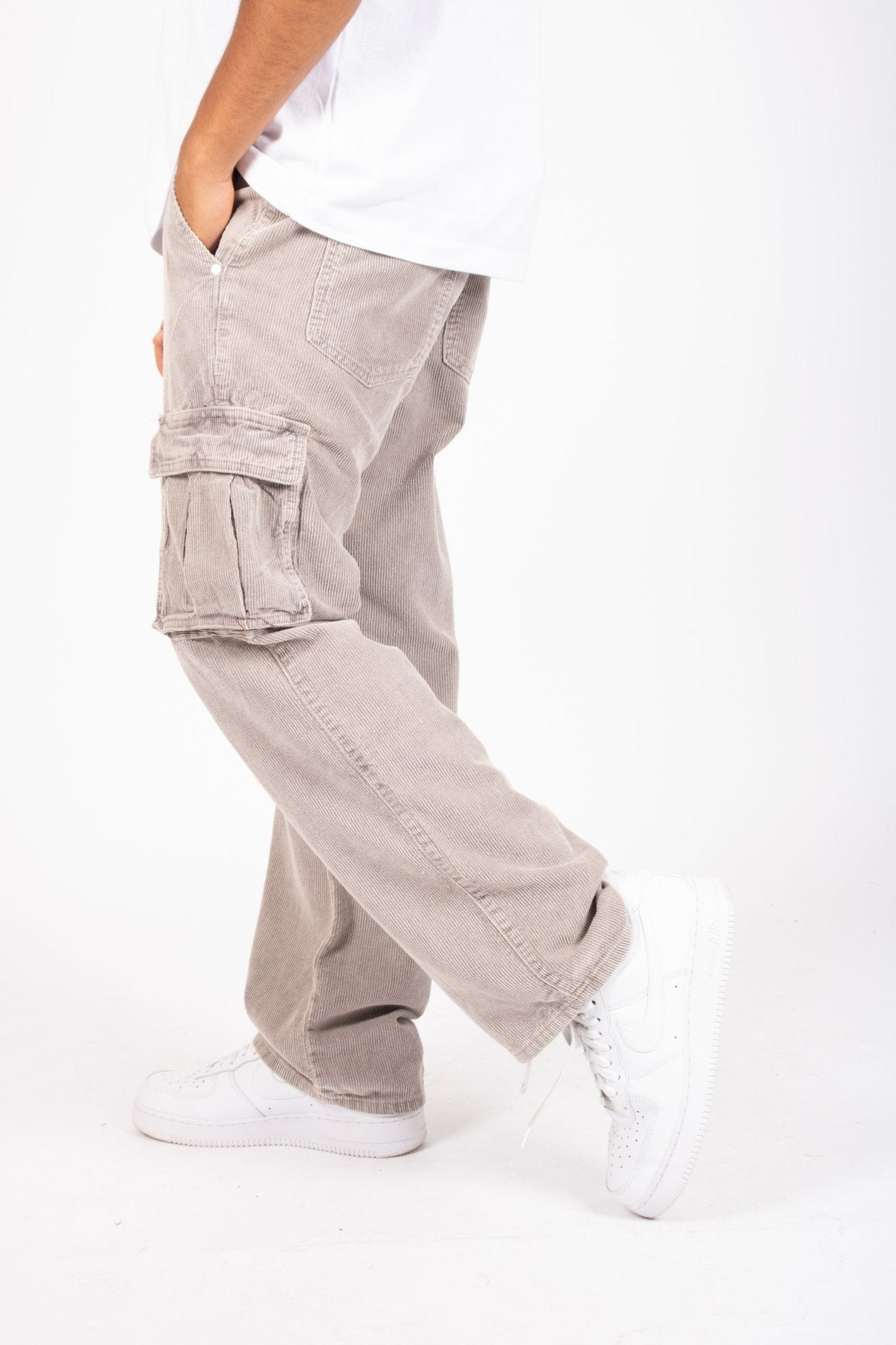 Grey Corduroy Utility Cargo - Liquor n Poker