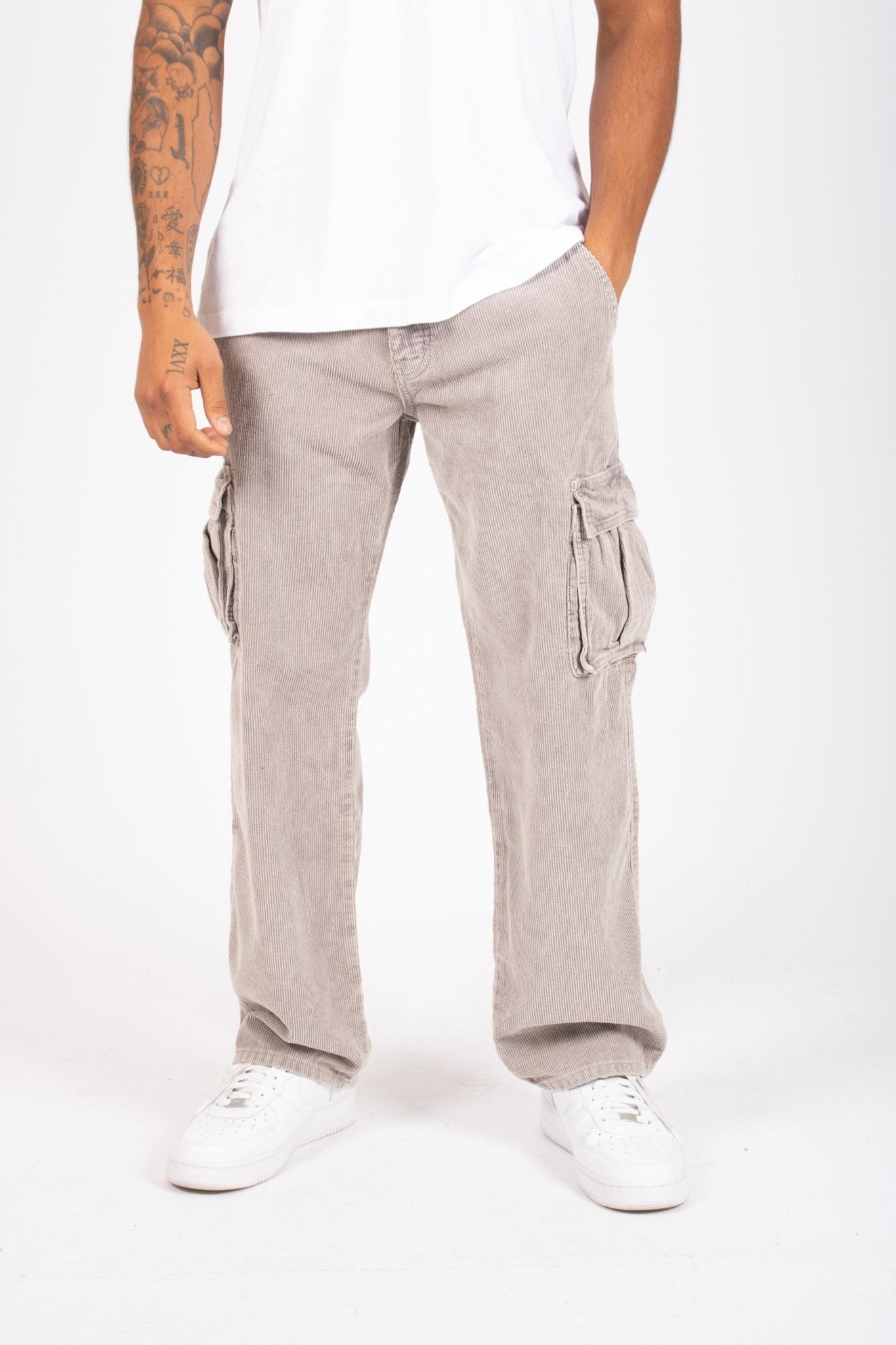 Grey Corduroy Utility Cargo - Liquor n Poker