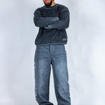 Grey Reign Baggy Printed Grey Wash Jeans - Liquor n Poker