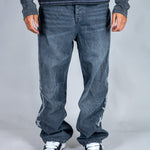 Grey Reign Baggy Printed Grey Wash Jeans - Liquor n Poker