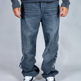 Grey Reign Baggy Printed Grey Wash Jeans - Liquor n Poker