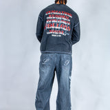 Grey Reign Baggy Printed Grey Wash Jeans - Liquor n Poker