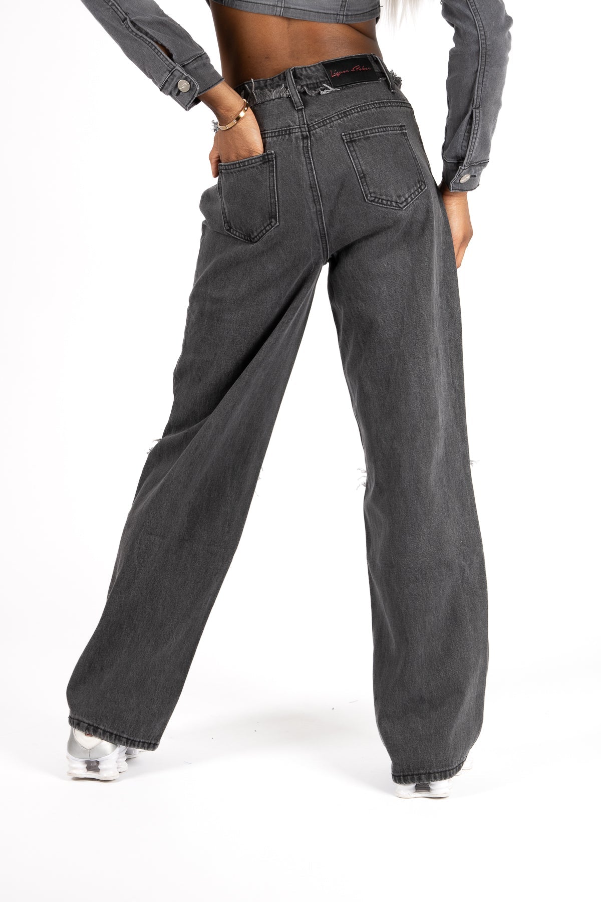 Grey Wash Rapture Rip & Repair Baggy Fit Jeans - Liquor n Poker