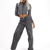 Grey Wash Rapture Rip & Repair Baggy Fit Jeans - Liquor n Poker