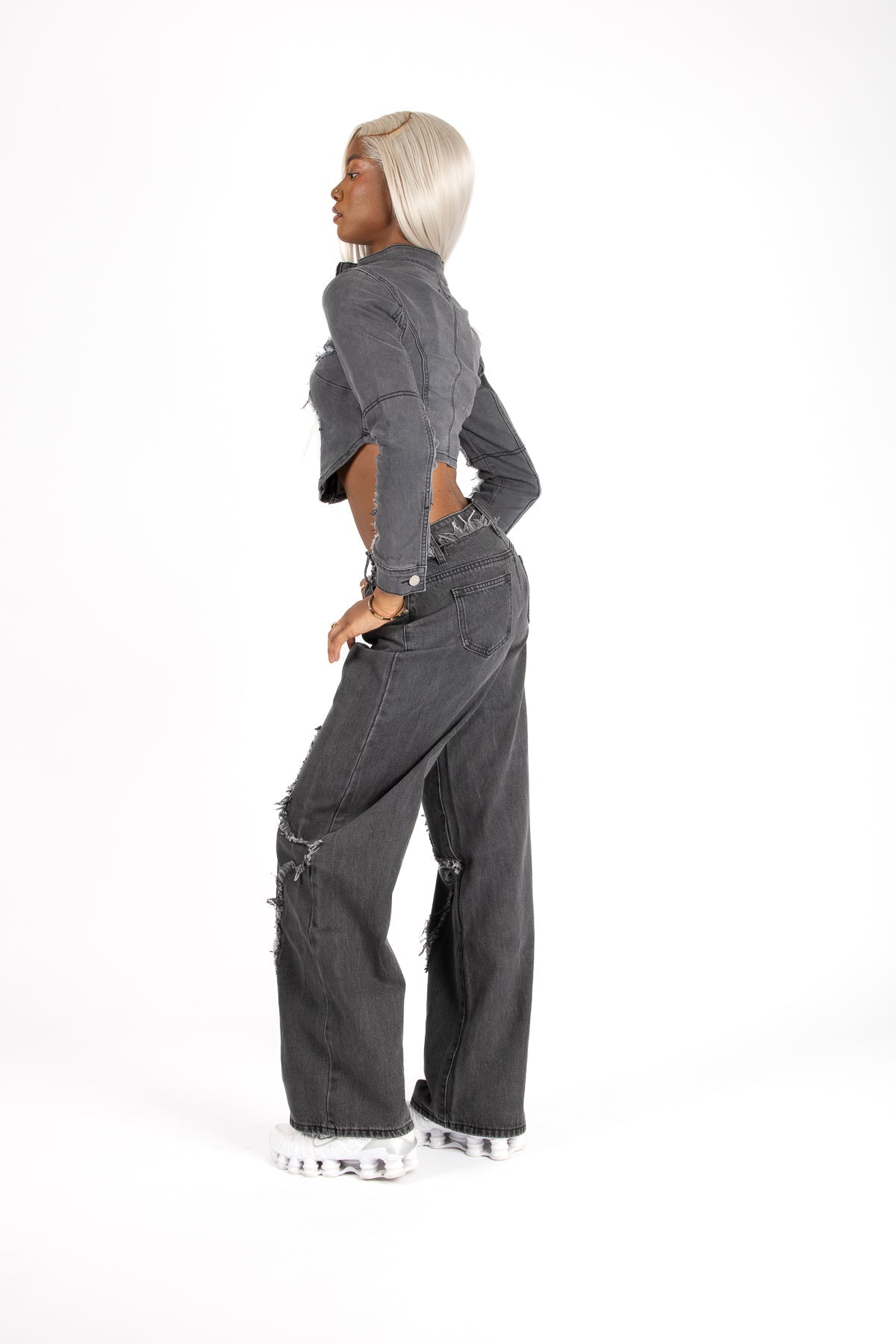 Grey Wash Rapture Rip & Repair Baggy Fit Jeans - Liquor n Poker