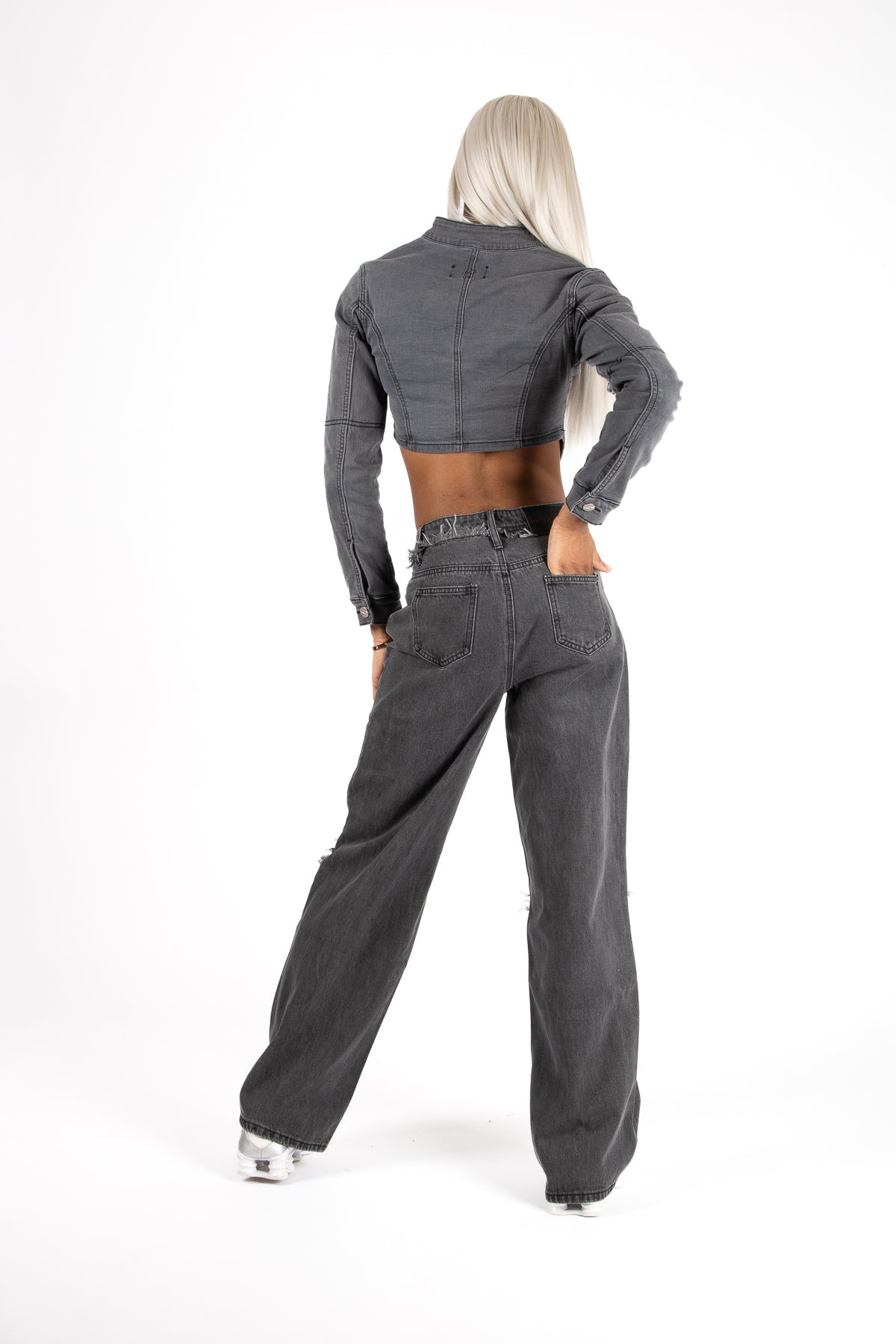 Grey Wash Rapture Rip & Repair Baggy Fit Jeans - Liquor n Poker