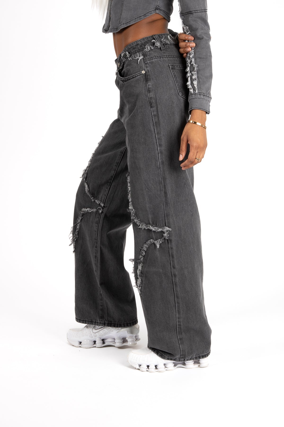 Grey Wash Rapture Rip & Repair Baggy Fit Jeans - Liquor n Poker