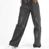 Grey Wash Rapture Rip & Repair Baggy Fit Jeans - Liquor n Poker