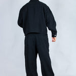 Harrington Boxy Zip Jacket in Black Textured Denim - Liquor n Poker