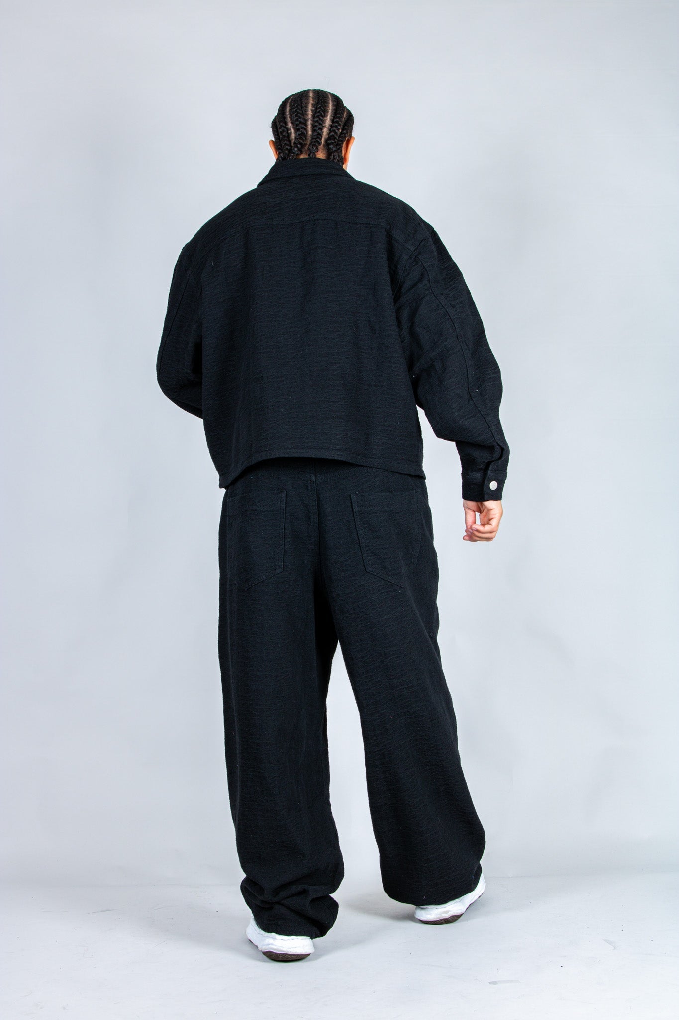 Harrington Boxy Zip Jacket in Black Textured Denim - Liquor n Poker