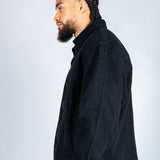 Harrington Boxy Zip Jacket in Black Textured Denim - Liquor n Poker