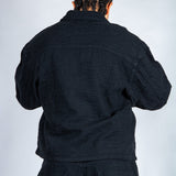Harrington Boxy Zip Jacket in Black Textured Denim - Liquor n Poker