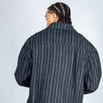 Harrington Boxy Zip Jacket in Pinstripe Black - Liquor n Poker