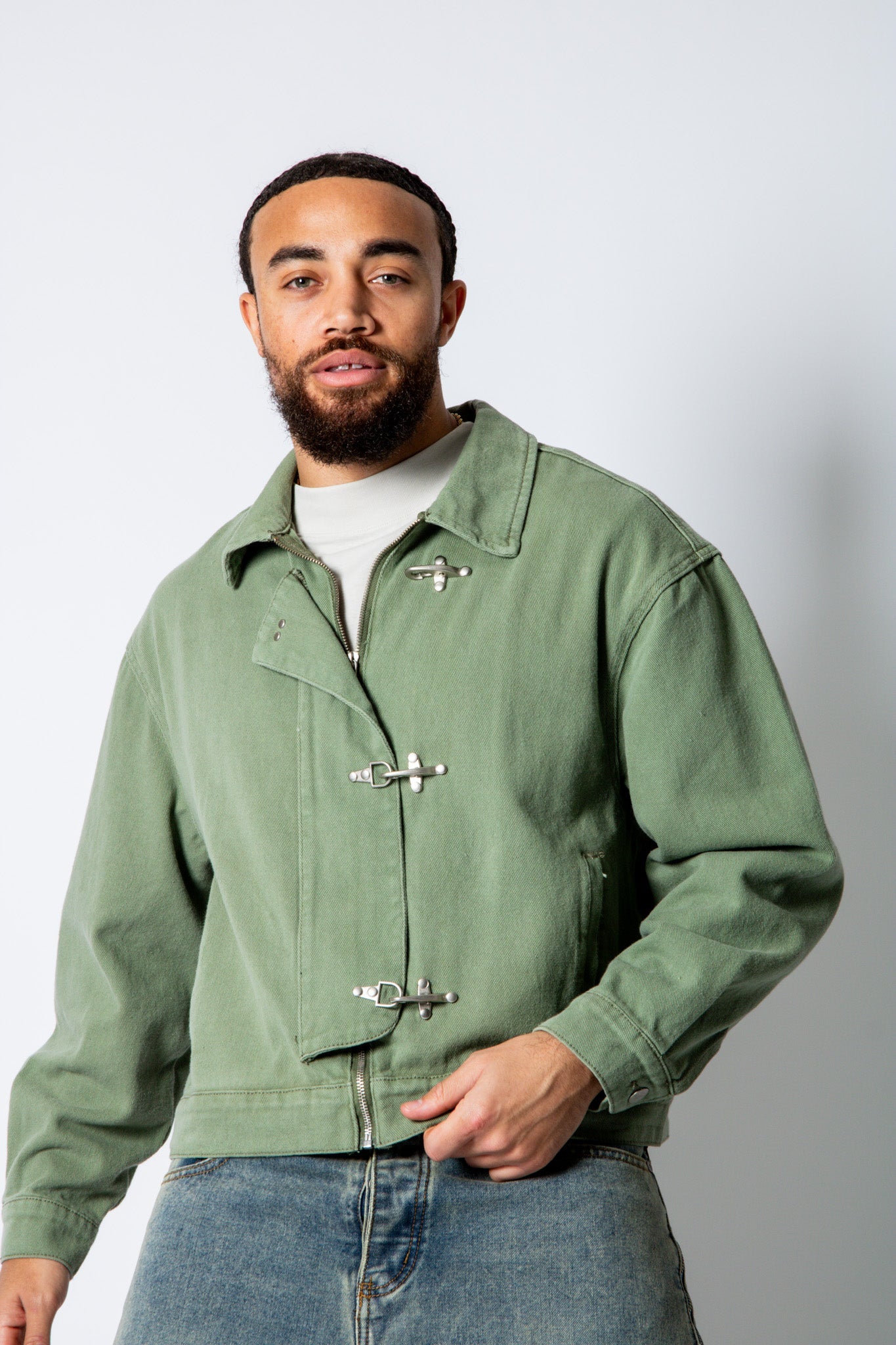 HARRINGTON - Buckle Detail Jacket in Khaki - Liquor n Poker