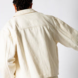 HARRINGTON - Ecru Boxy Denim Jacket With Seam Detail - Liquor n Poker